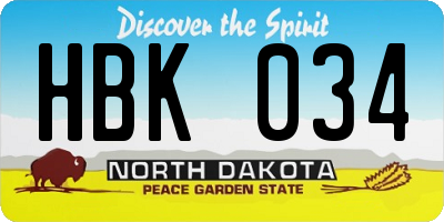 ND license plate HBK034