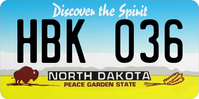 ND license plate HBK036