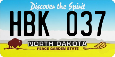 ND license plate HBK037