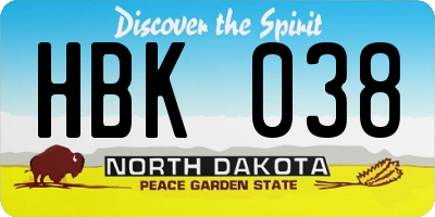 ND license plate HBK038