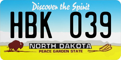 ND license plate HBK039