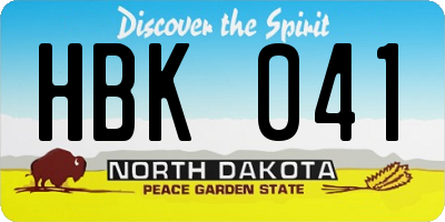 ND license plate HBK041
