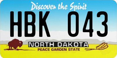 ND license plate HBK043