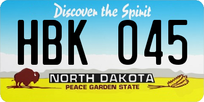 ND license plate HBK045