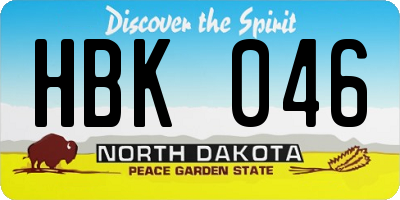 ND license plate HBK046