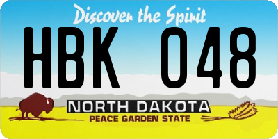 ND license plate HBK048