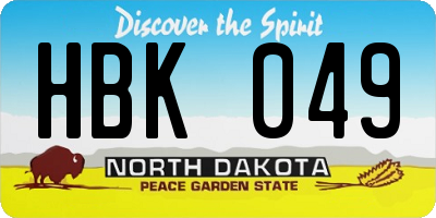 ND license plate HBK049