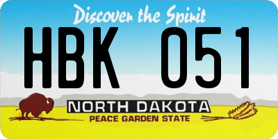 ND license plate HBK051