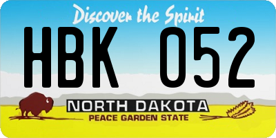 ND license plate HBK052