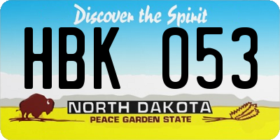 ND license plate HBK053