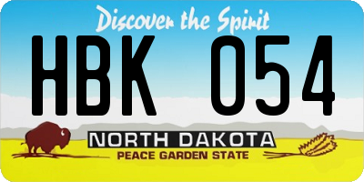 ND license plate HBK054