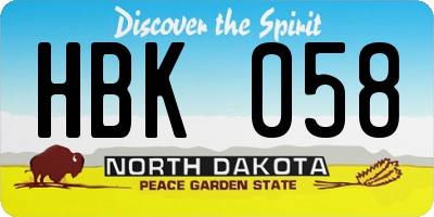 ND license plate HBK058