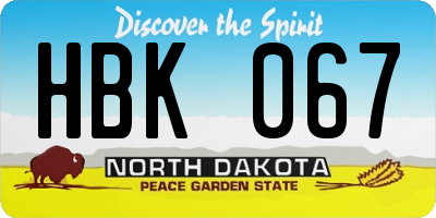 ND license plate HBK067