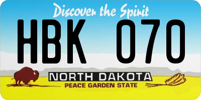 ND license plate HBK070