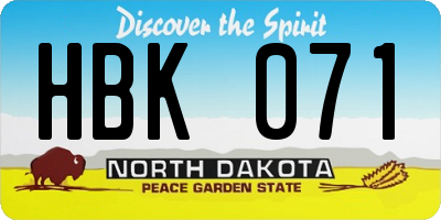 ND license plate HBK071