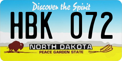 ND license plate HBK072