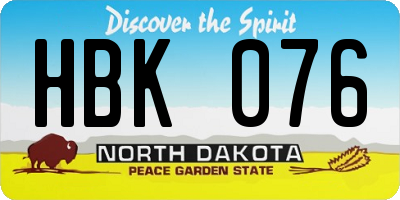 ND license plate HBK076