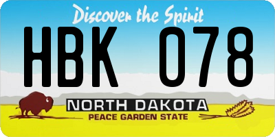 ND license plate HBK078