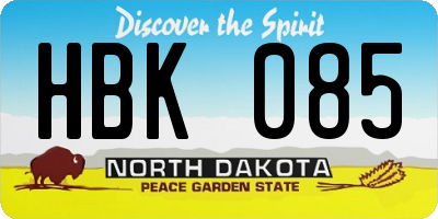 ND license plate HBK085