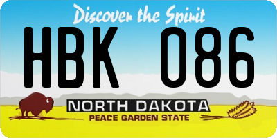 ND license plate HBK086