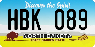 ND license plate HBK089