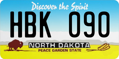 ND license plate HBK090