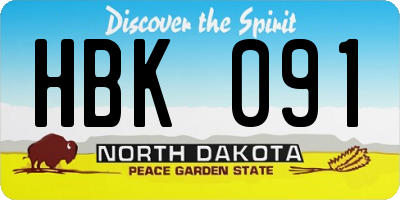 ND license plate HBK091