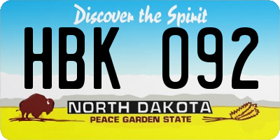 ND license plate HBK092