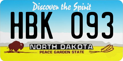 ND license plate HBK093