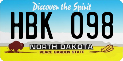 ND license plate HBK098