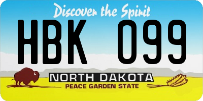 ND license plate HBK099