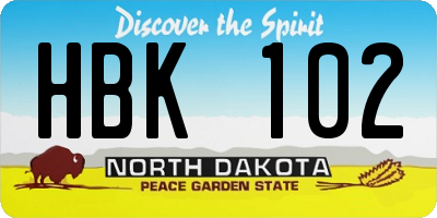 ND license plate HBK102