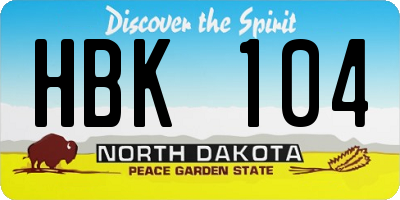 ND license plate HBK104