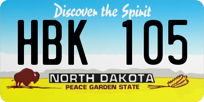 ND license plate HBK105