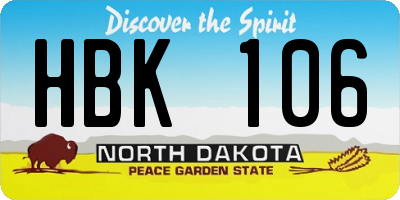 ND license plate HBK106