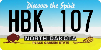 ND license plate HBK107