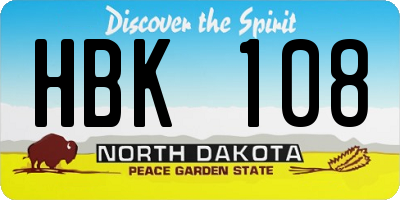 ND license plate HBK108