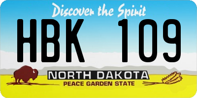 ND license plate HBK109