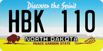 ND license plate HBK110