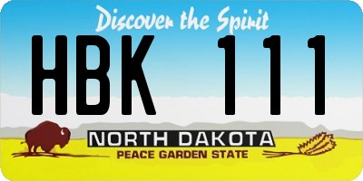 ND license plate HBK111