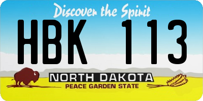 ND license plate HBK113