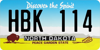 ND license plate HBK114