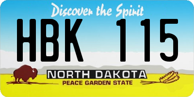 ND license plate HBK115