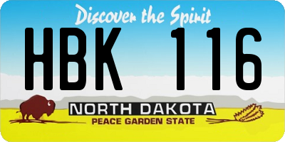 ND license plate HBK116