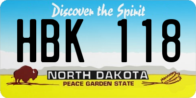 ND license plate HBK118