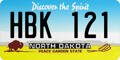 ND license plate HBK121