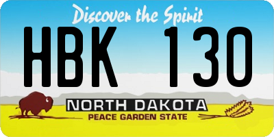 ND license plate HBK130