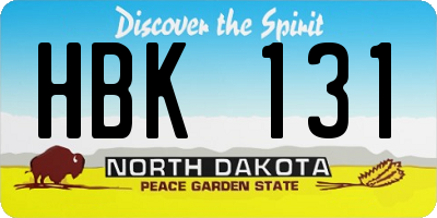 ND license plate HBK131