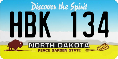 ND license plate HBK134