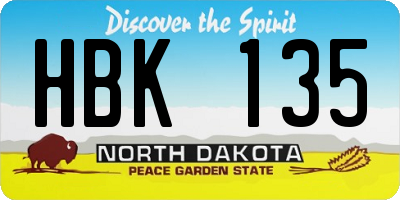 ND license plate HBK135